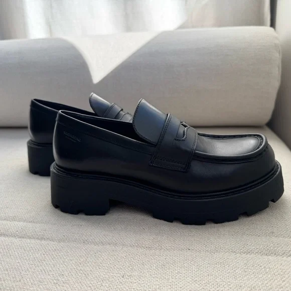 Vagabond Black Chunky Leather Loafers sz 6 - Picture 3 of 7